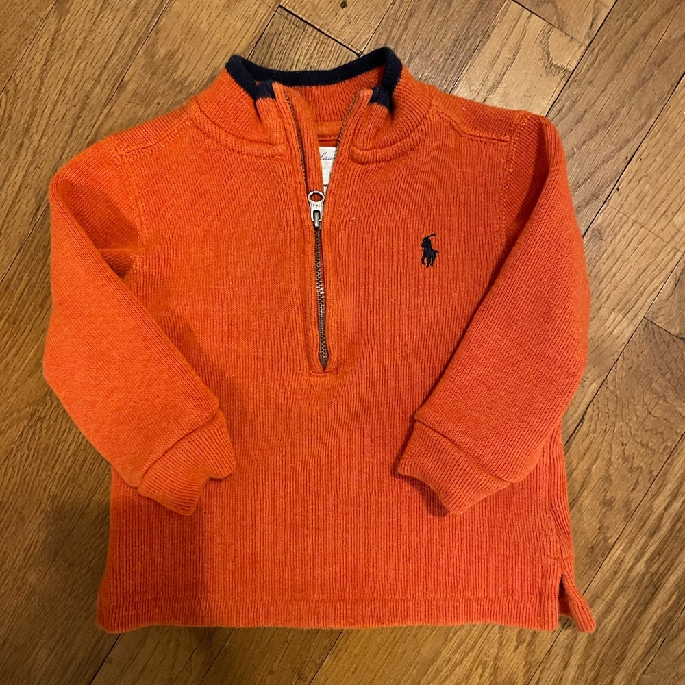 18M orange polo Ralph Lauren half zip